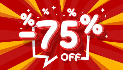 Sale off 75 Percentage, gift save offer, special banner discount. Vector illustration