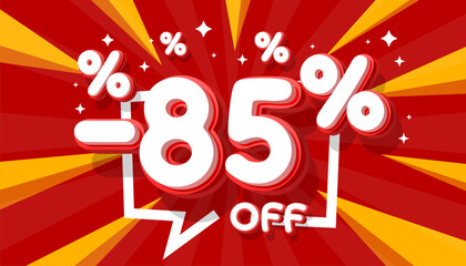 Sale off 85 Percentage, gift save offer, special banner discount. Vector illustration