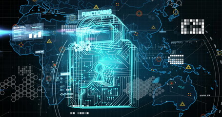 Image of data processing over dark background
