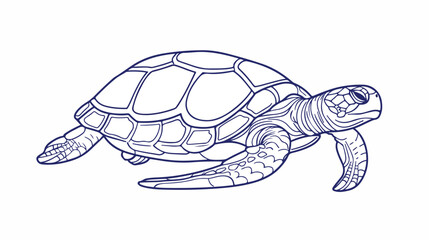 Single continuous line drawing of big turtle for mari
