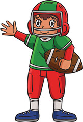 American Football Player Cartoon Colored Clipart 