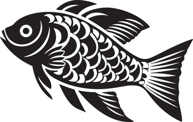 Modern Fish Icon in Vector with Geometric Patterns
