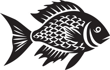 Minimalistic Fish Symbol Vector Art with Simple Lines