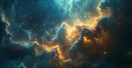 Foto op Aluminium Colorful nebula galaxy space background with stars and smoke © HJ