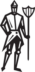 Medieval Footman Footman with Shield and Spear Vector