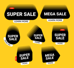 Modern black labels for Super sale and discount. End of season special offer banner.