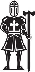 Armored Footman Shield and Spear Vector Graphic