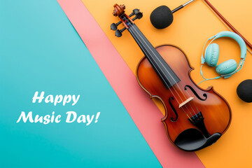 Fototapeta premium greeting card for happy music day