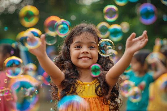 Greeting card for Children's Day children having fun at the holiday. International Children's Day - Powered by Adobe