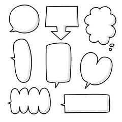 Black and white speech bubble balloon, icon sticker memo keyword planner text box banner, flat vector illustration design isolated