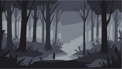 night forest landscape vector