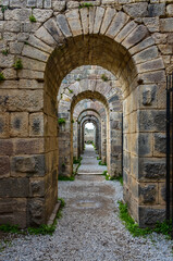 passage with arches in Pergamon acropolis (Bergama, Izmir province, Turkiye) 