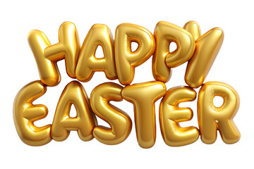 Easter golden inflatable balloons, 3D golden text, Happy Easter balloons concept