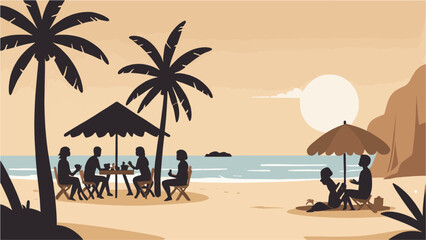 people on the beach vector
