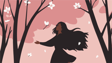 girl in the park vector
