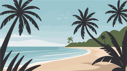 palm trees on the beach vector