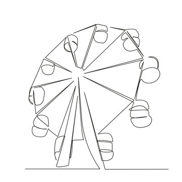ferris wheel continuous line drawing clip art preview