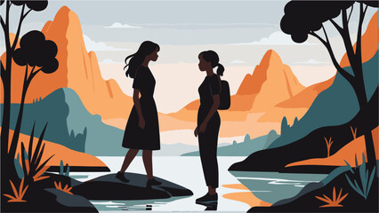 silhouette of a person on the beach vector