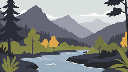 mountain landscape in the mountains vector