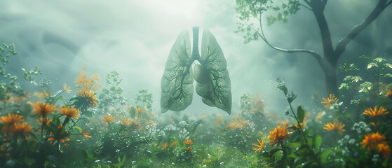 Pure lungs in a serene landscape - obrazy, fototapety, plakaty
