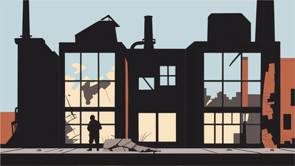 silhouette of a factory vector