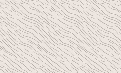 Wood linear texture, beige lines on white background, vector seamless pattern.