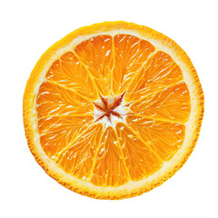 Juicy Orange Slice Close-Up on White, Close-up of a vibrant orange slice, its juicy segments rich in vitamin C, presented against a stark white background with clipping path