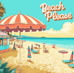 Summer Beach illustration. AI