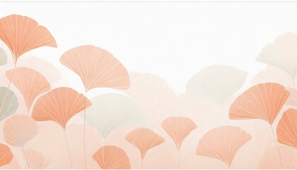 Peach fuzz wallpaper with ginkgo leaves