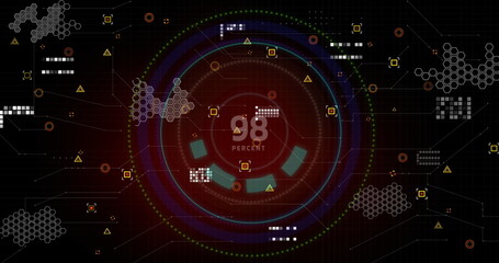 Image of interface with data processing against increasing percentage over round scanner