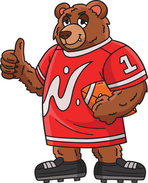American Football Bear Mascot Cartoon Clipart 