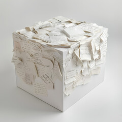 stack of paper on box