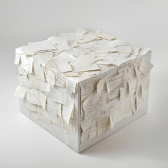 stack of paper on a box