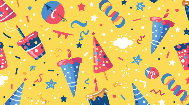 Seamless pattern party or celebration with yellow background