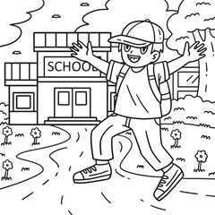 First Day of School Child going to School Coloring