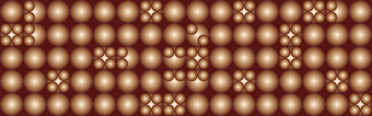 Background made of 3D brown balls, trendy texture for fantastic design. Coffee-colored geometric shapes are voluminous for creating wallpaper and textiles. - 785301946