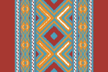 Ikat Fabric Paisley Embroidery Background. Ikat Damask Geometric Ethnic Oriental Pattern traditional.aztec Style Abstract Vector illustration.design for Texture,fabric,clothing,wrapping,sarong.