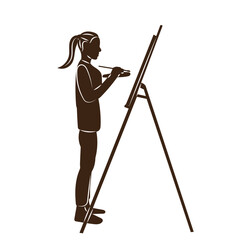 artist draws a silhouette on a white background vector - 785302506