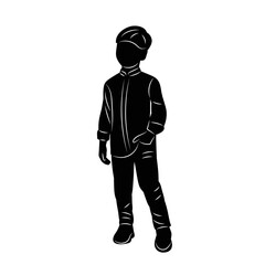 boy silhouette on white background vector - 785302514
