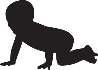 baby crawling silhouette on white background vector - 785302518