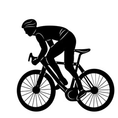 cyclist, man riding a bicycle silhouette on a white background vector - obrazy, fototapety, plakaty