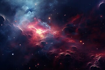 Colorful Nebula with Stars and Planets. Abstract Space Illustration background - obrazy, fototapety, plakaty