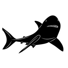 shark with teeth silhouette on white background vector - 785302546