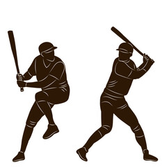 men playing baseball silhouette on white background vector