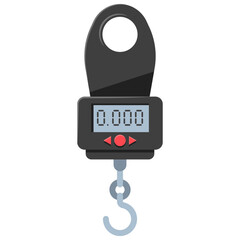 Digital pocket weight hook scale vector cartoon illustration isolated on a white background.