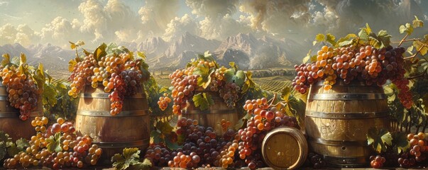 Harvest Splendor in Mountain Valley - obrazy, fototapety, plakaty