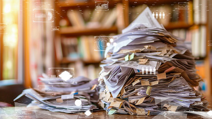 The transition from paper-based to digital document management, concept of digital transformation.
