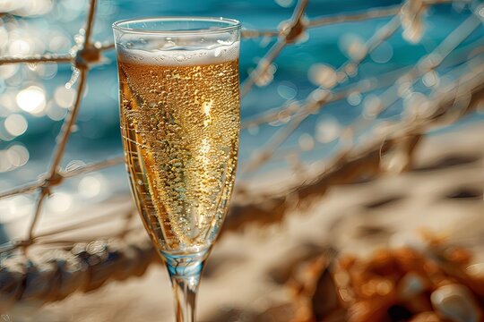Sparkling Kölsch in a Slender Flute at a Beach Beer Bash

