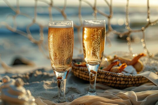 Sparkling Kölsch in a Slender Flute at a Beach Beer Bash

