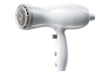 The Elegant White Hair Dryer on a Table. On a White or Clear Surface PNG Transparent Background.